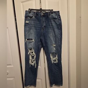 Distressed Blue Jeans